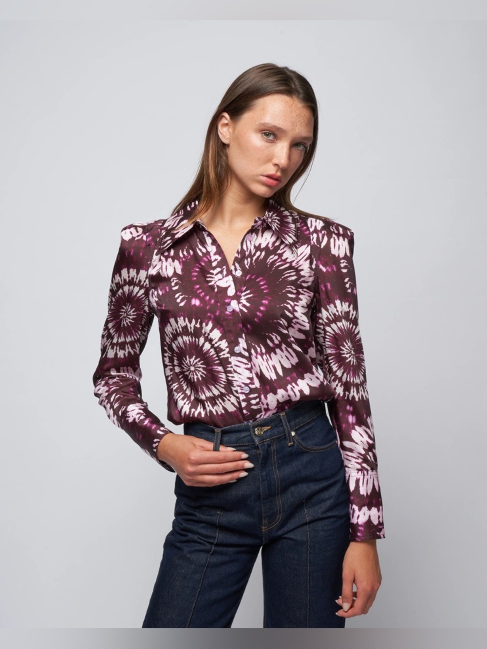 Smythe box pleat shirt - plum mandala